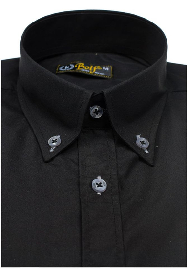 Camisa elegante de manga corta para hombre negro Bolf 5535