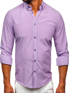 Camisa a cuadros de manga larga para hombre violeta Bolf 22745