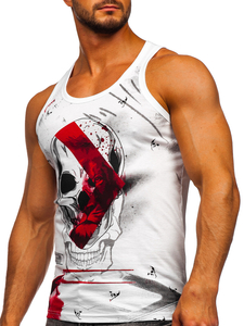 Camiseta de tirantes anchos con impresión blanco Bolf 14847
