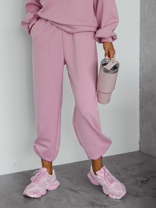 Conjunto de sudadera con capucha de dos piezas para mujer color rosa empolvado Bolf 525