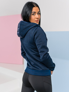Chaqueta acolchada de entretiempo para mujer con capucha color azul oscuro Denley KSW4001
