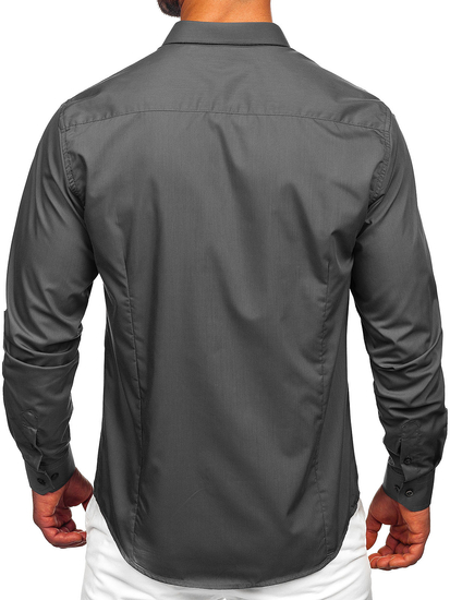 Camisa elegante de manga larga para hombre grafito claro Bolf 1703