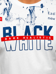 Camiseta algodón de manga corta con impresión para hombre blanco Bolf 14718