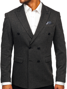 Hombre Chaqueta de traje elegante cruzada Antracita Bolf 007