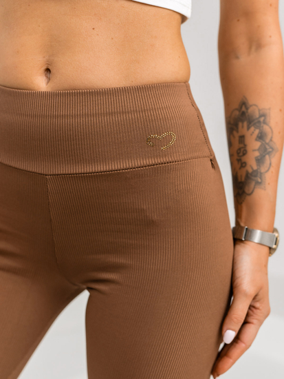 Leggings de punto canalé para mujer marrón Bolf W7903A1
