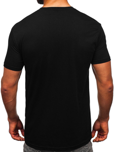 Camiseta algodón de manga corta con impresión para hombre negro Bolf 14752
