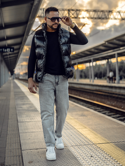 Chaleco acolchado grueso para hombre negro Bolf 9968
