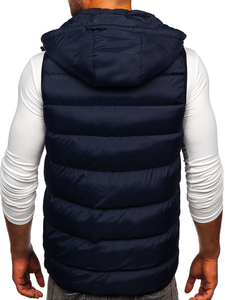 Chaleco acolchado para hombre con capucha color azul oscuro Bolf 6875