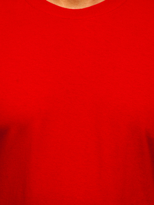 Camiseta de hombre de algodón roja sin estampado Bolf 192397