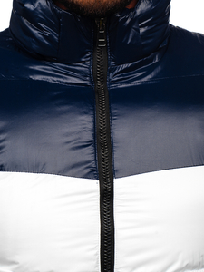 Chaqueta acolchada de invierno para hombre color azul oscuro y rojo Bolf 6593