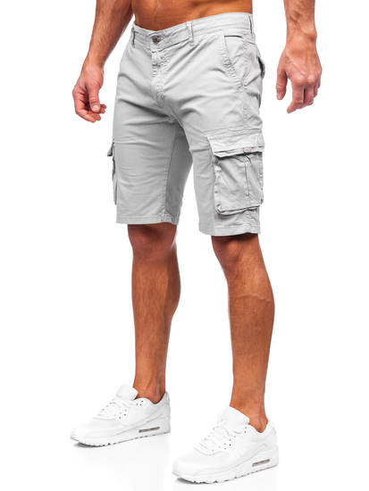 Pantalón corto de tela cargo para hombre gris Bolf J707