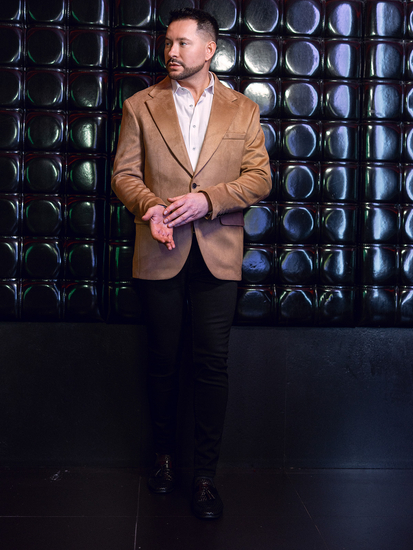 Americana de hombre de terciopelo color camel Bolf 24410