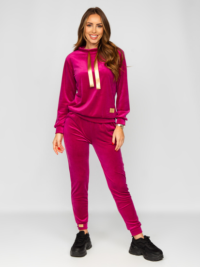 Chándal velour de dos piezas para mujer fucsia Bolf 637