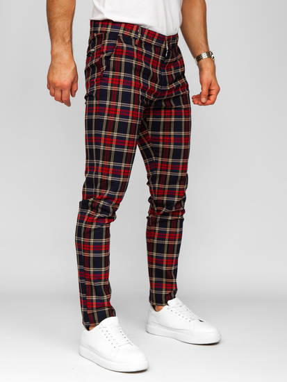 Pantalón chinos a cuadros de tela para hombre azul oscuro Bolf 184165