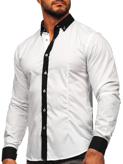 Camisa elegante de manga larga para hombre blanco Bolf 21750