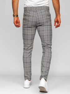 Pantalón chinos a cuadros de tela para hombre gris Bolf 184171