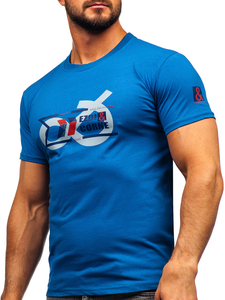 Camiseta algodón de manga corta para hombre azul Bolf 14736