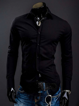 Camisa elegante negra de manga larga para hombre Bolf 1703A