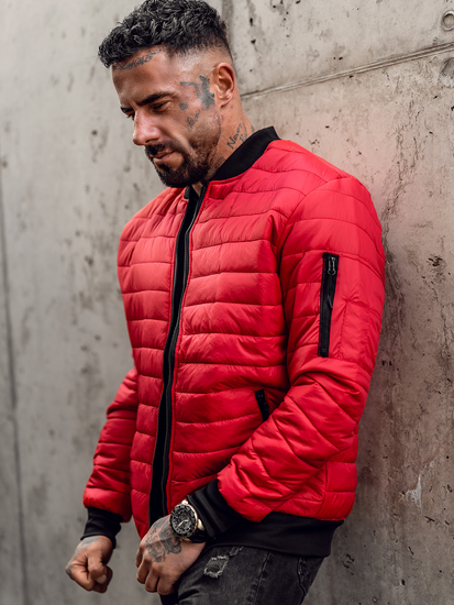 Chaqueta de entretiempo bomber para hombre rojo Bolf MY-02