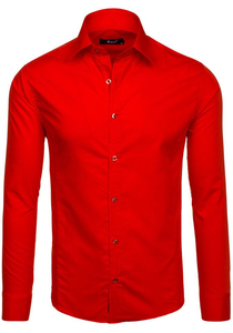 Camisa elegante roja de manga larga para hombre Bolf 1703