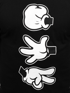 Camiseta negra de algodón con estampado para hombre Bolf KS1997