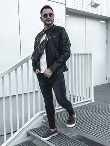 Chaqueta de cuero para hombre negro Bolf 1129
