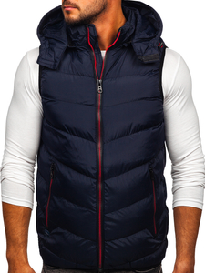 Chaleco acolchado para hombre con capucha color azul oscuro Bolf 6875