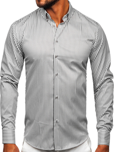 Camisa de rayas de manga larga para hombre grafito Bolf 22731