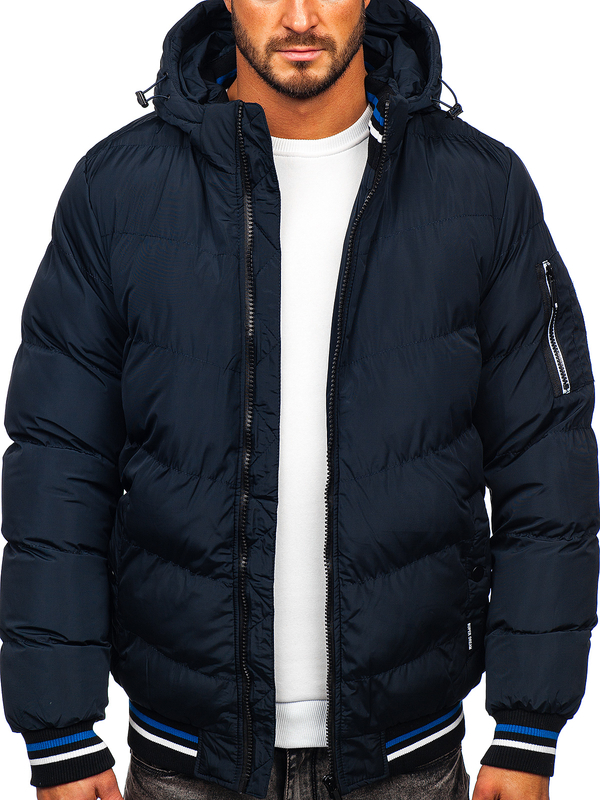Chaqueta acolchada de invierno para hombre azul oscuro Bolf 6971
