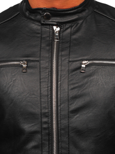 Chaqueta de cuero para hombre negro Bolf 11Z8003-A