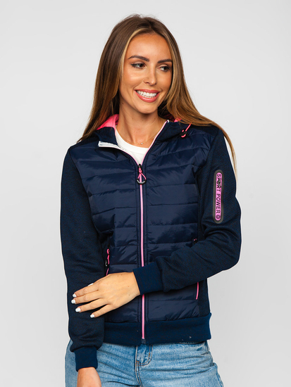 Chaqueta acolchada de entretiempo con capucha para mujer azul oscuro Bolf KSW4001A1