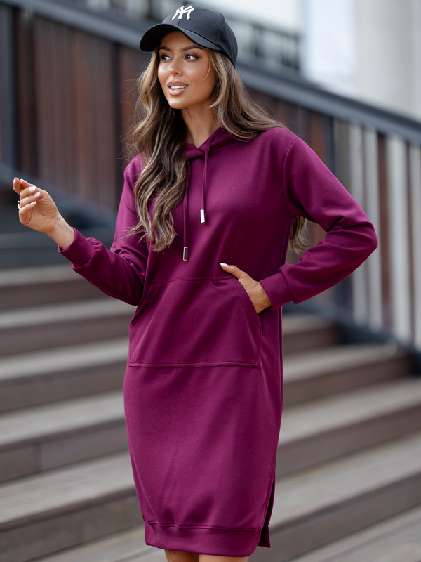 Vestido deportivo con capucha color mantequilla capuchino Bolf. Vestido burdeos mantequilla Bolf 523