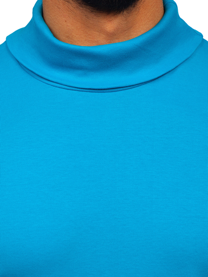 Jersey básico de cuello alto algodón para hombre azul Bolf 535