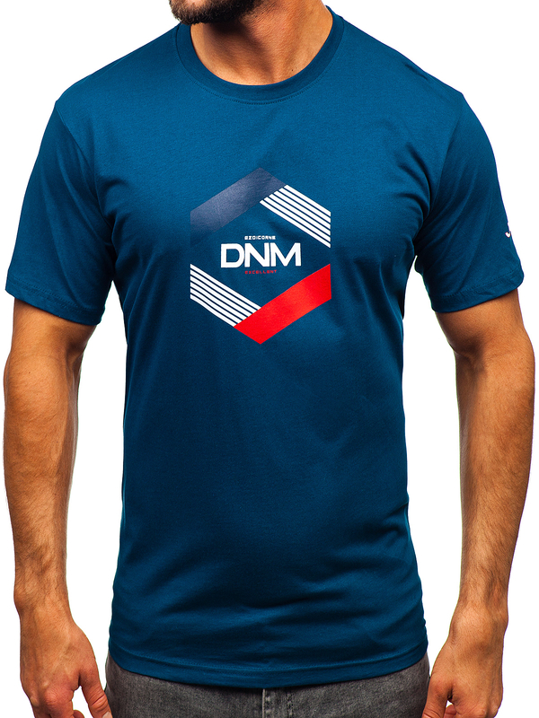 Camiseta algodón de manga corta para hombre azul oscuro Bolf 14741