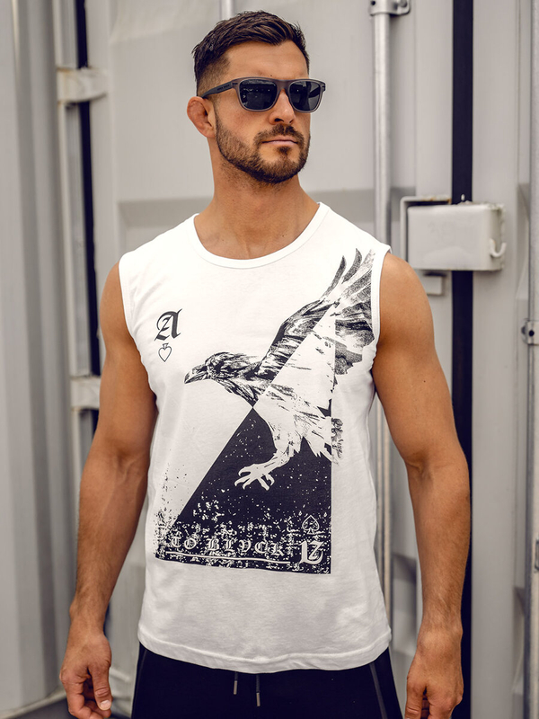 Camiseta de tirantes con impresión blanco Bolf 14821A