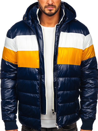 Chaqueta acolchada de invierno para hombre azul oscuro Bolf 6592