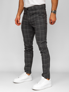 Pantalón chinos a cuadros de tela para hombre grafito Bolf 184168