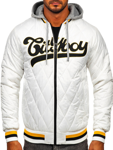 Chaqueta acolchada de entretiempo bomber para hombre blanco Bolf HSS058