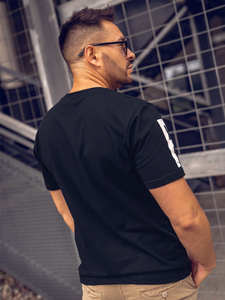 Camiseta de manga corta con impresión para hombre negro Bolf 1180A