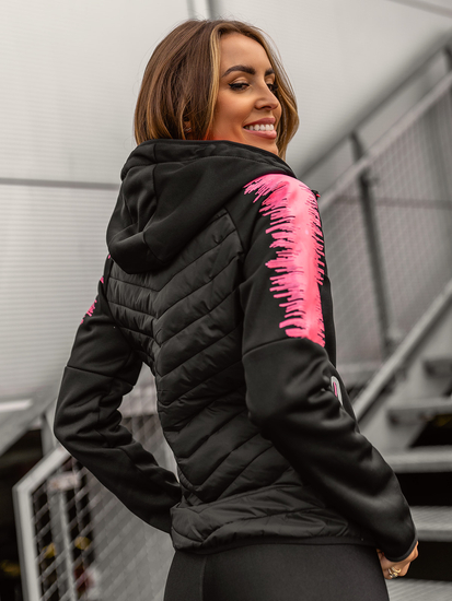 Sudadera acolchada con capucha para mujer color negro Bolf KSW4007A