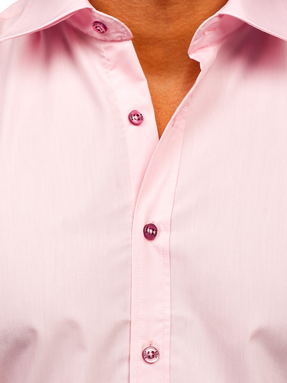 Camisa elegante de manga corta para hombre rosa Bolf 7501