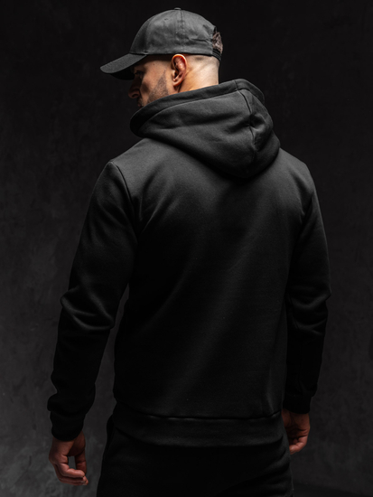 Sudadera gruesa con capucha para hombre negro Bolf 06