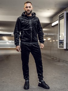 Chándal de velour para hombre negro Bolf 3B113A