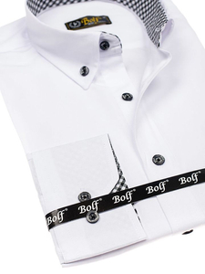 Camisa elegante de manga larga para hombre blanco Bolf 4711