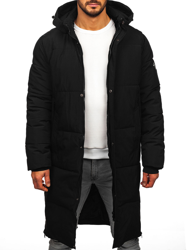 Chaqueta acolchada de invierno larga para hombre negro Bolf 91M9912