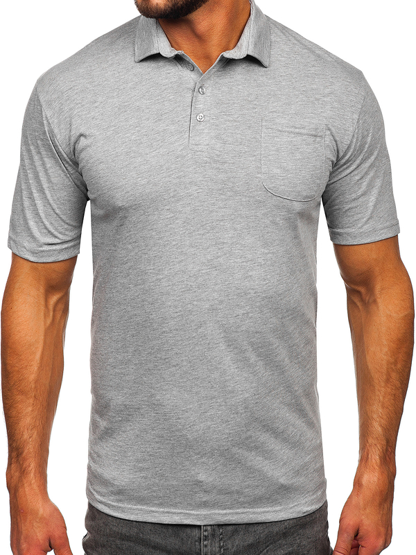 Camiseta algodón de manga corta polo para hombre gris Bolf 143006