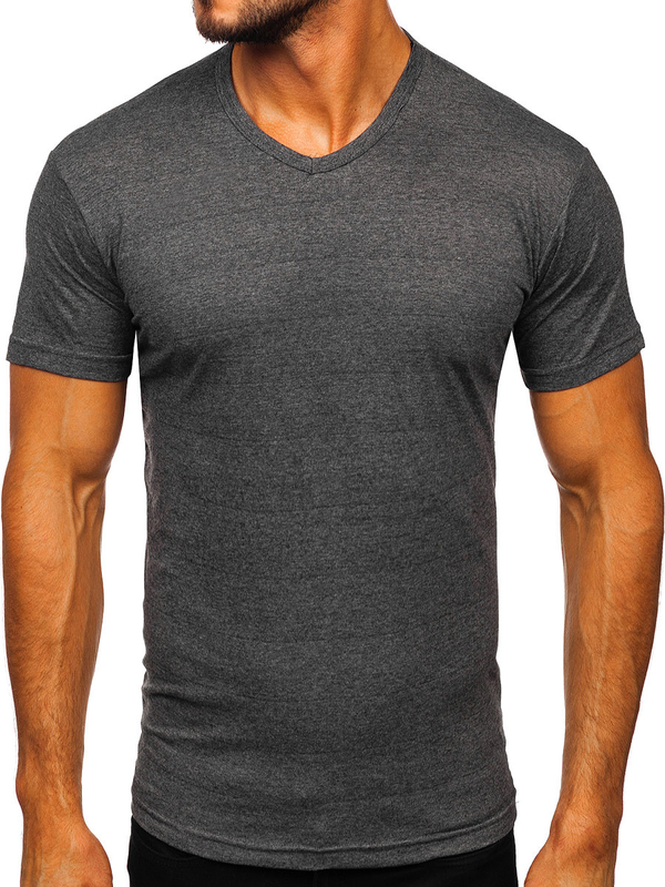 Camiseta lisa de cuello en V para hombre color antracita Bolf 192131