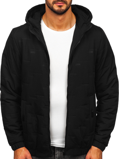 Chaqueta de entretiempo con capucha para hombre negro Bolf 5M3116