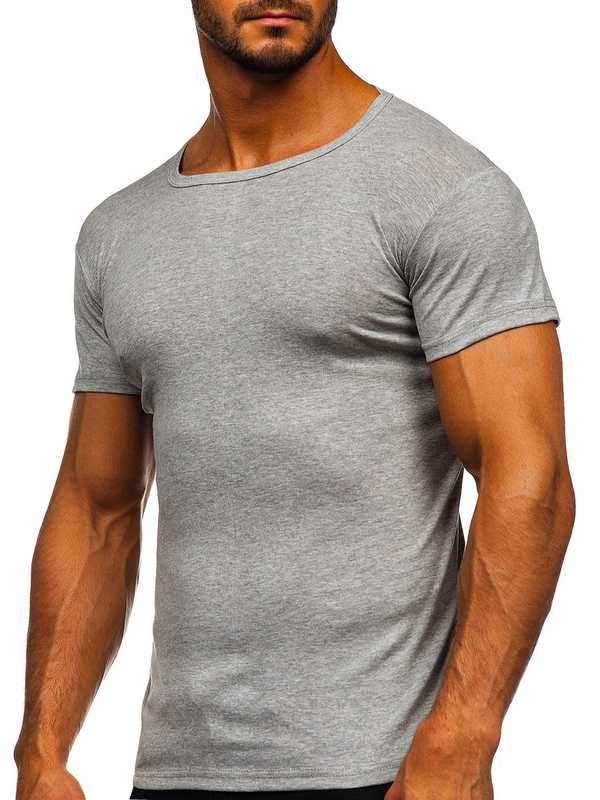 Camiseta de manga corta para hombre sin estampado gris Bolf NB003