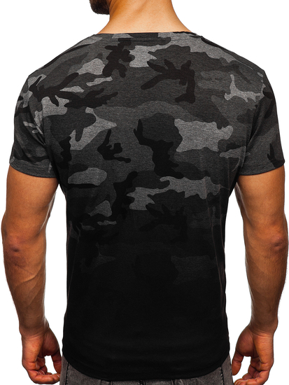 Camiseta para hombre grafito con estampado de camuflaje Bolf S808